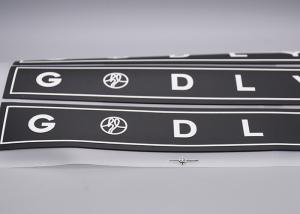 China Black Silicone Printing White Logo Elastic Drawstring Cord Heat Transfer Label wholesale
