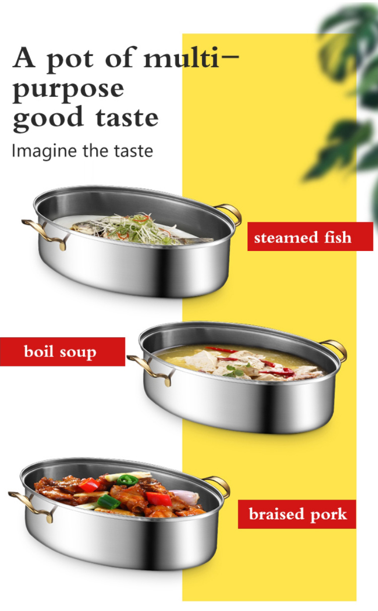 Multi Purpose Cooking Stainless Steel Fish Steamer Thickened