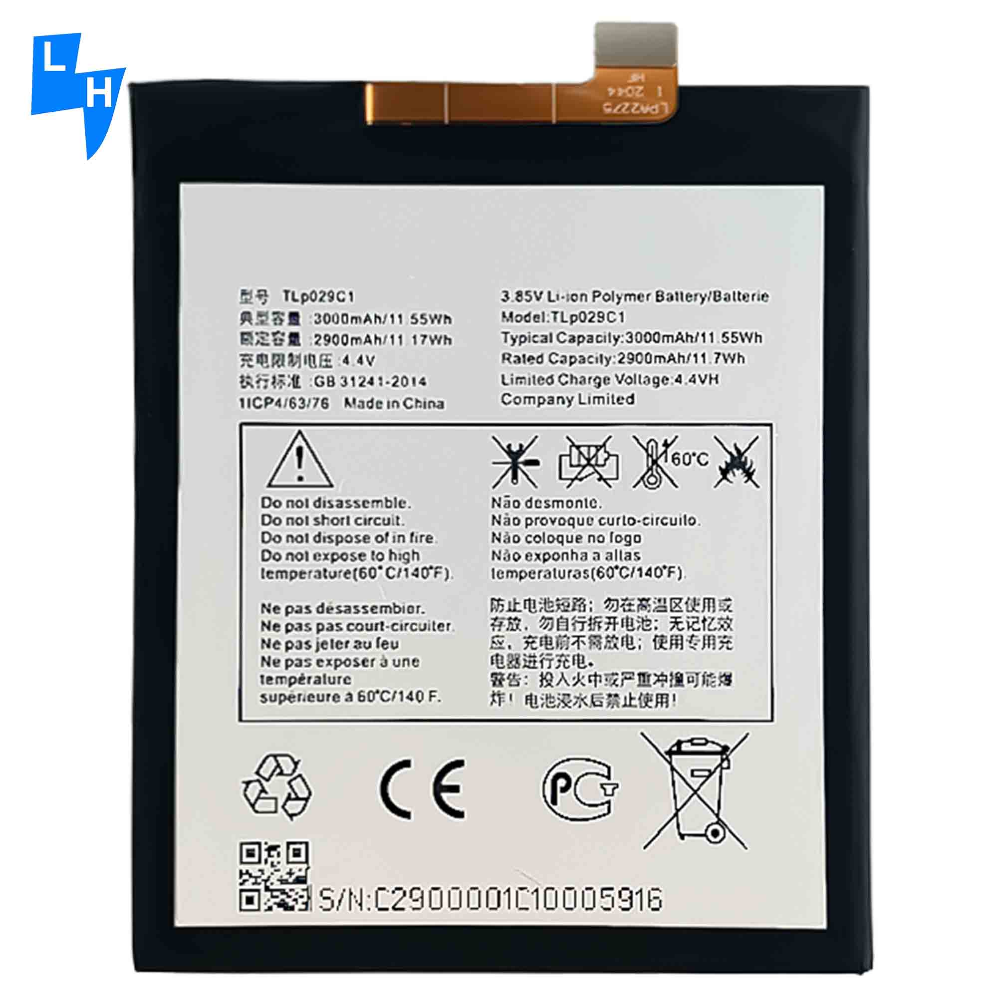 3000mAh TLp029C1 Battery for Alcatel A30 5049Z REVVL Mobile Phone System Model 5099
