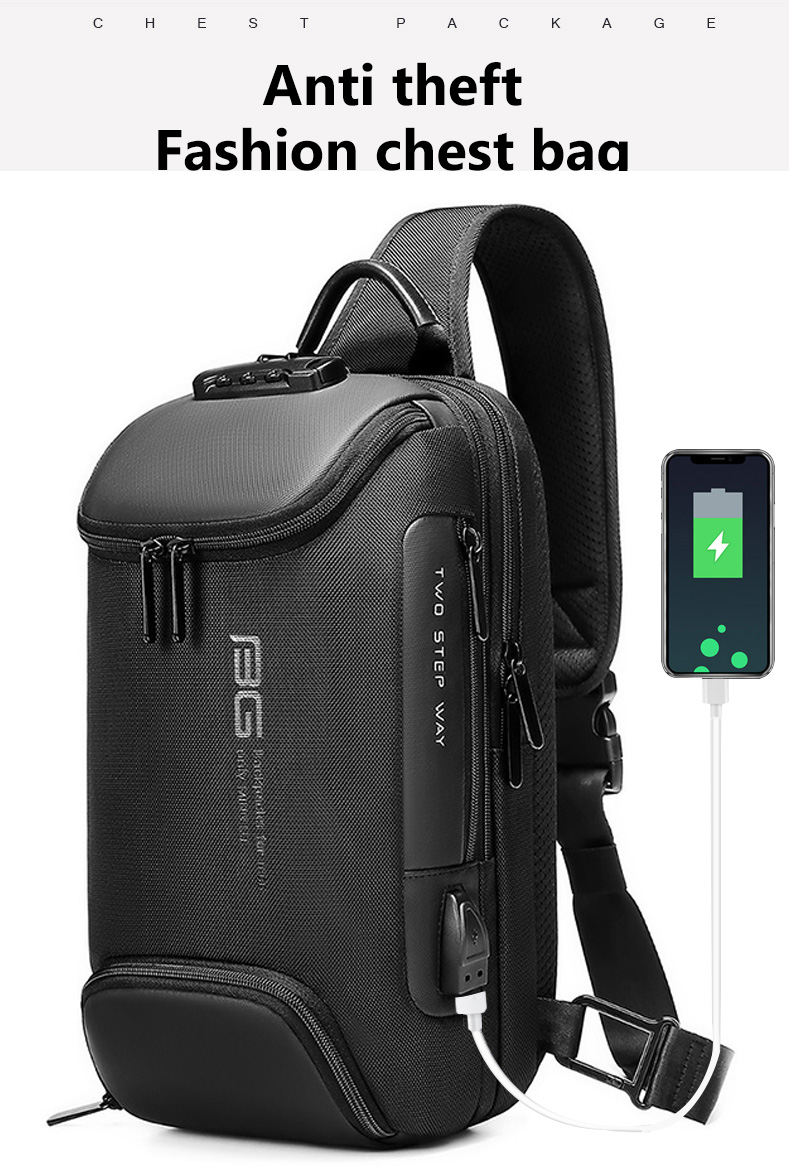 Factory hot sell wholesale fashion anti theft men custom waterproof shoulder chest crossbody sling bag for men