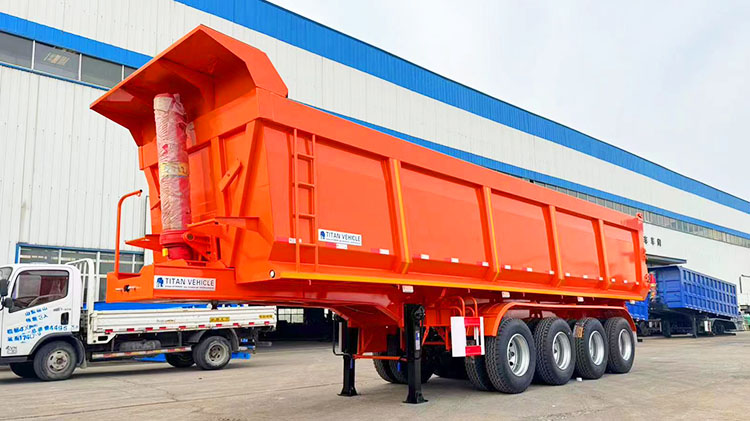 4 Axle 35 40 45 m3 Dump Semi Trailer Tipper Trailer Hydraulic Rear End Trailer for Sale