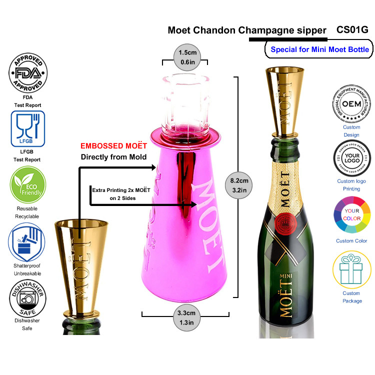 Champagne Sipper Wine Stopper And Pourer For Mini Brut 187ml Split Bottles