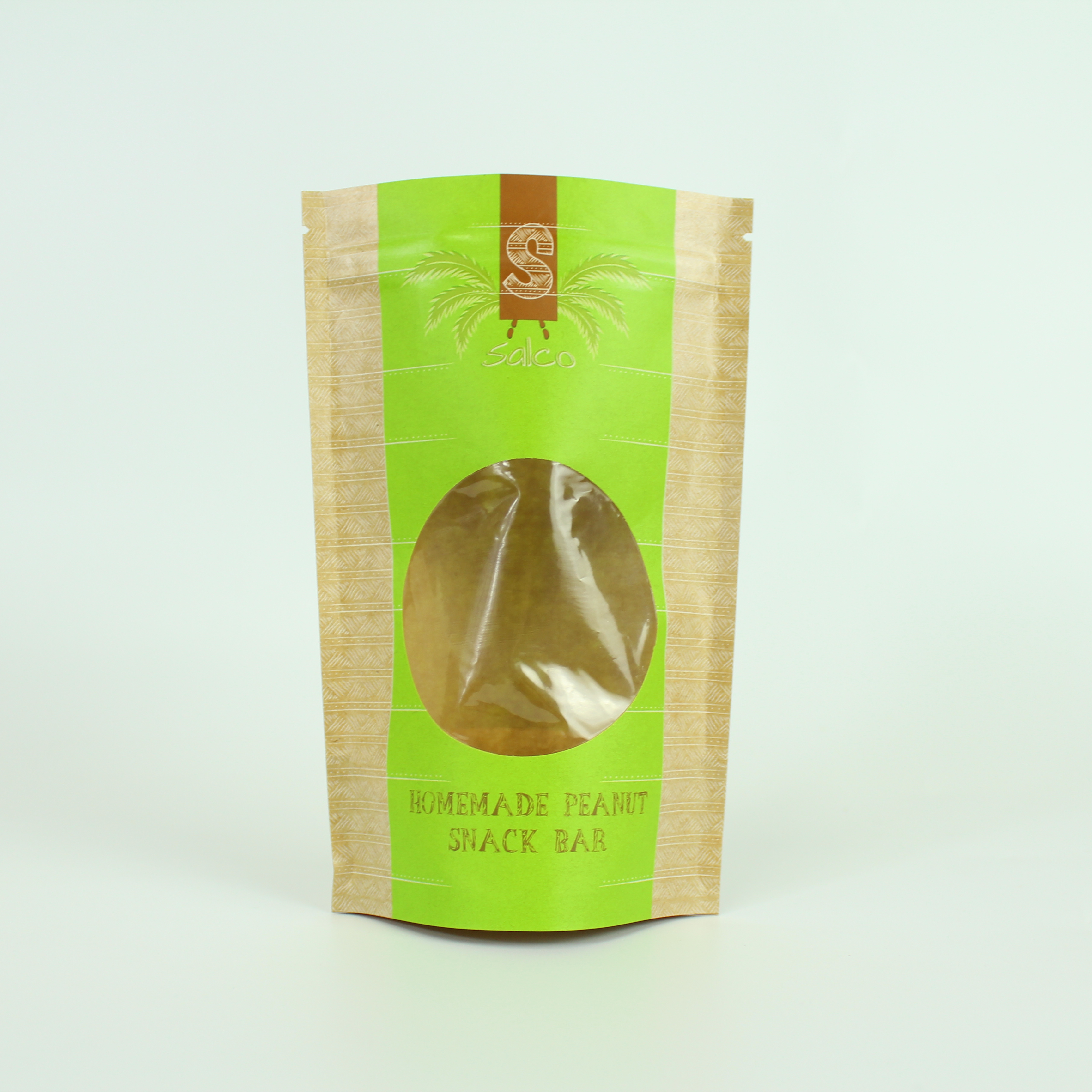 Custom Printed Plastic Stand UpKraft Paper Pouch With Window And Zipper