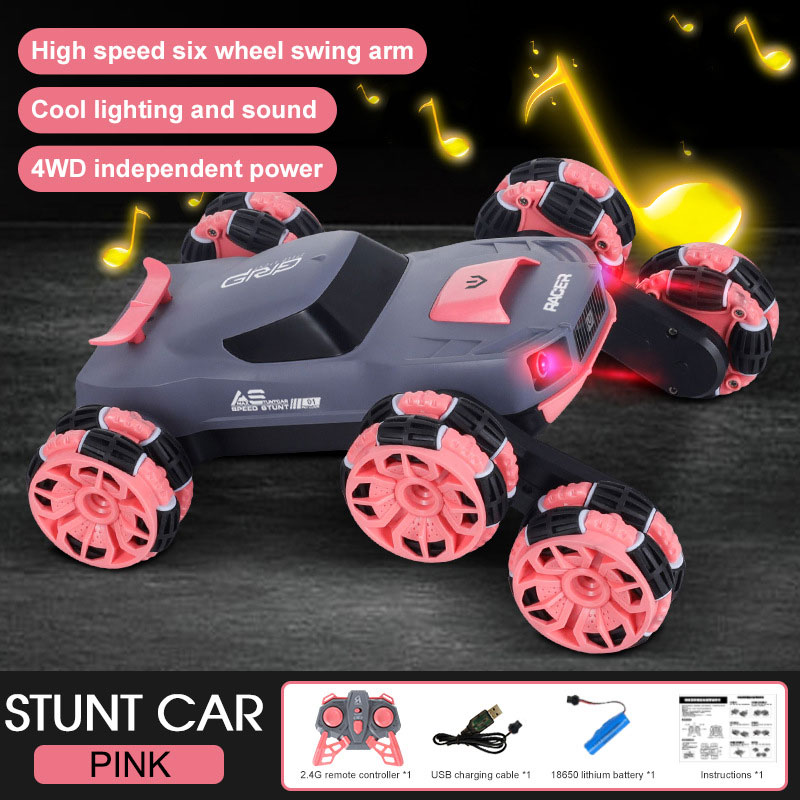 50M Remote Distance Large Six Wheeled Stunt Vehicle with Swing Arm and Tipping Bucket