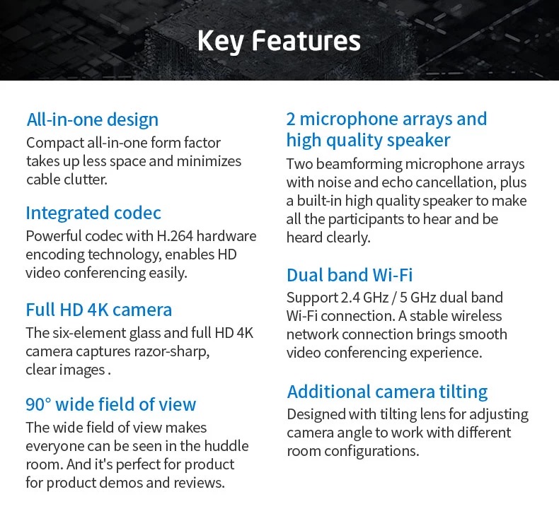 2pcs/lot Android video conferenicng endpoint all-in-one design with 4K camera and microphone array