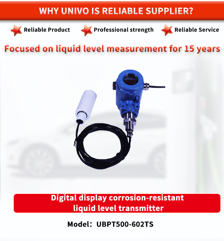 Corrosion Resistant Liquid Level Transmitter UNIVO UBPT500-602TS with Digital Display