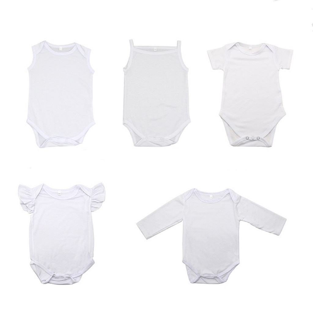 Sleeveless White Newborn Romper Crawl Suit For Sublimation Photos Printing