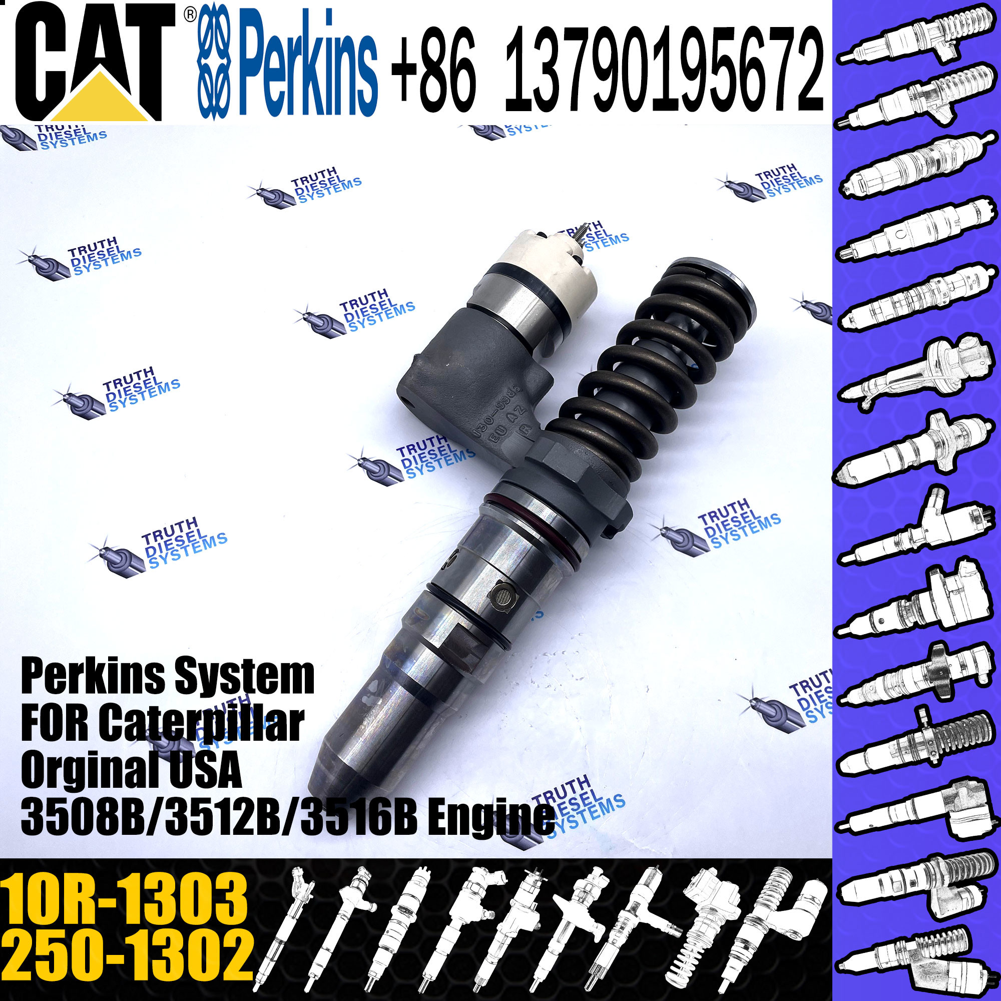 Competitive offer fuel injector assembly 250-1302 2501302 10R-1303 with more models for cat 3512B 3516B