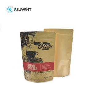 China Fresh Roasted Coffee Kraft Paper Zipper Bags Gravure Printing For Espresso Beans wholesale