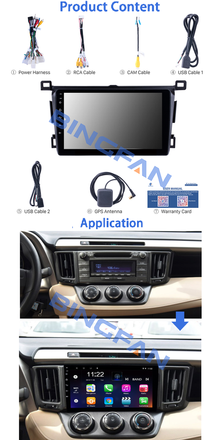 HD 1024*600 Touch Screen Gps Tracker Frame Kit Dvd Car Radio Android Player For Toyota RAV4 2013-2018