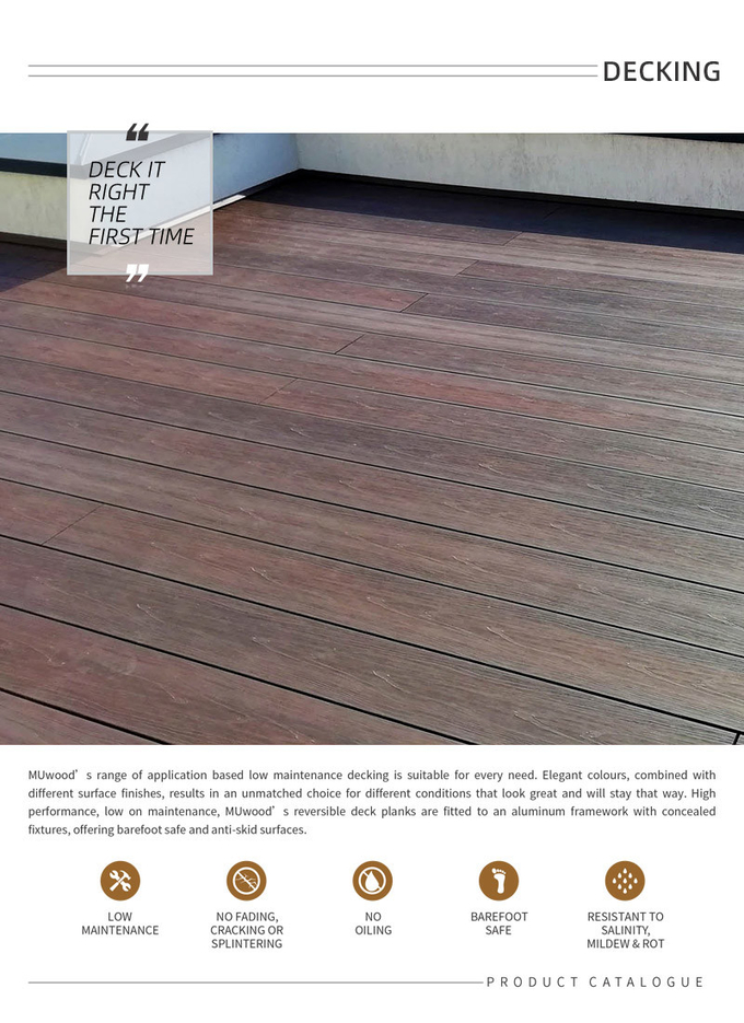 Embossed WPC Composite Decking Board Panel Anti Slip Low Maintenance