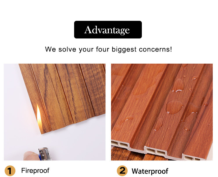Bamboo Charcoal Thermoplastics WPC Wood Slat Panel 1220*2440*5mm
