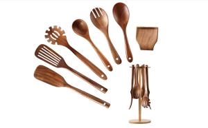 China Teak Wooden Kitchen Utensil Set Multifeatures Foodsafe CIQ Available wholesale
