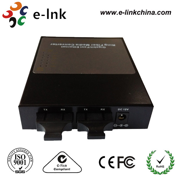 Ring Type Fiber Optic Cable Ethernet Converter 3*10 /100M TP 2*100M FX Dual