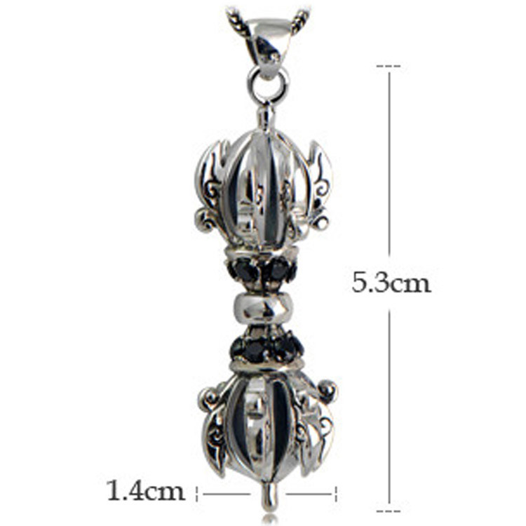 Men's Jewelry Vintage Old Sterling Silver Amulet Pendant Necklace (N029293W)