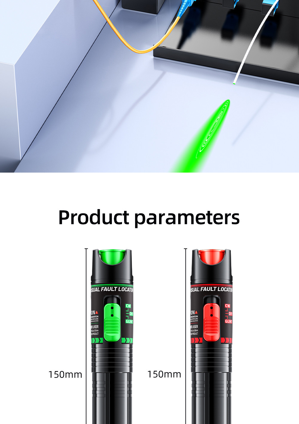 Green Laser Red Laser Fault Tracker For FTTH FTTB FTTX Network With SC/ST/FC Connectors And 5-100MW Output Power