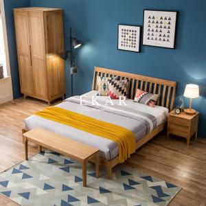China New Modern Design King Size Solid Wood Wooden Furniture Double Bed wholesale