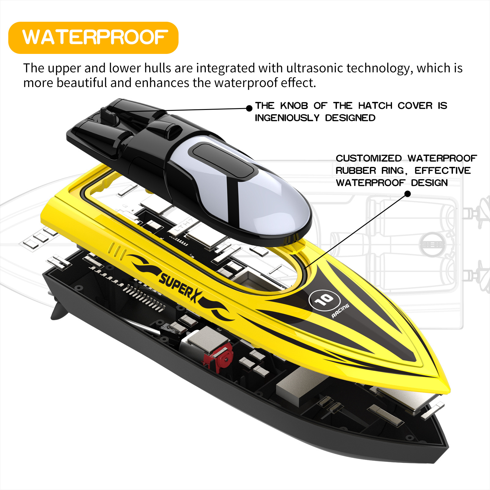 Plastic Water Induction Jet Boat for Remote Control Racing 2.4GHz Electric Speed