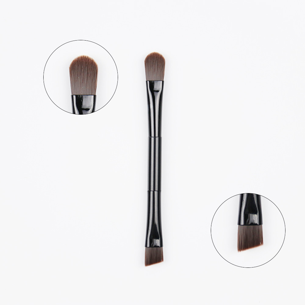 Synthetic Hair Double Ended Makeup Brush Makeup Applicator Aluminum Ferrule