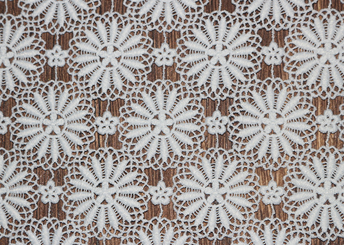 Custom DTM Polyester Floral Guipure Lace Dress Fabric For Haute Couture
