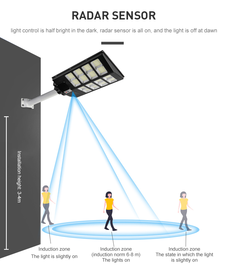 Outdoor All In One Solar Street Light 100w 300W 500W for ROAD Working Time hours 50000