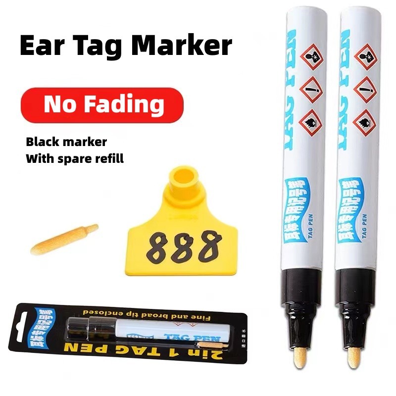Cattle Cow Animal Ear Tags Black Marker Pen