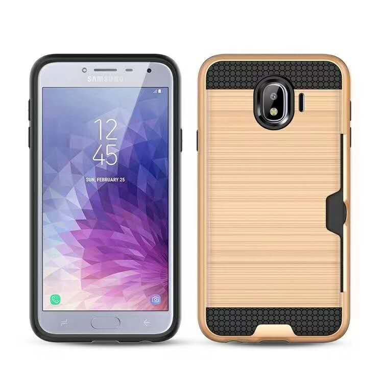 Colorful Metal Brushed with Side Card Pocket Function Protective Shell For Samsung S9 Plus NOTE8 ON7 S7 S7 Edge J7 J5