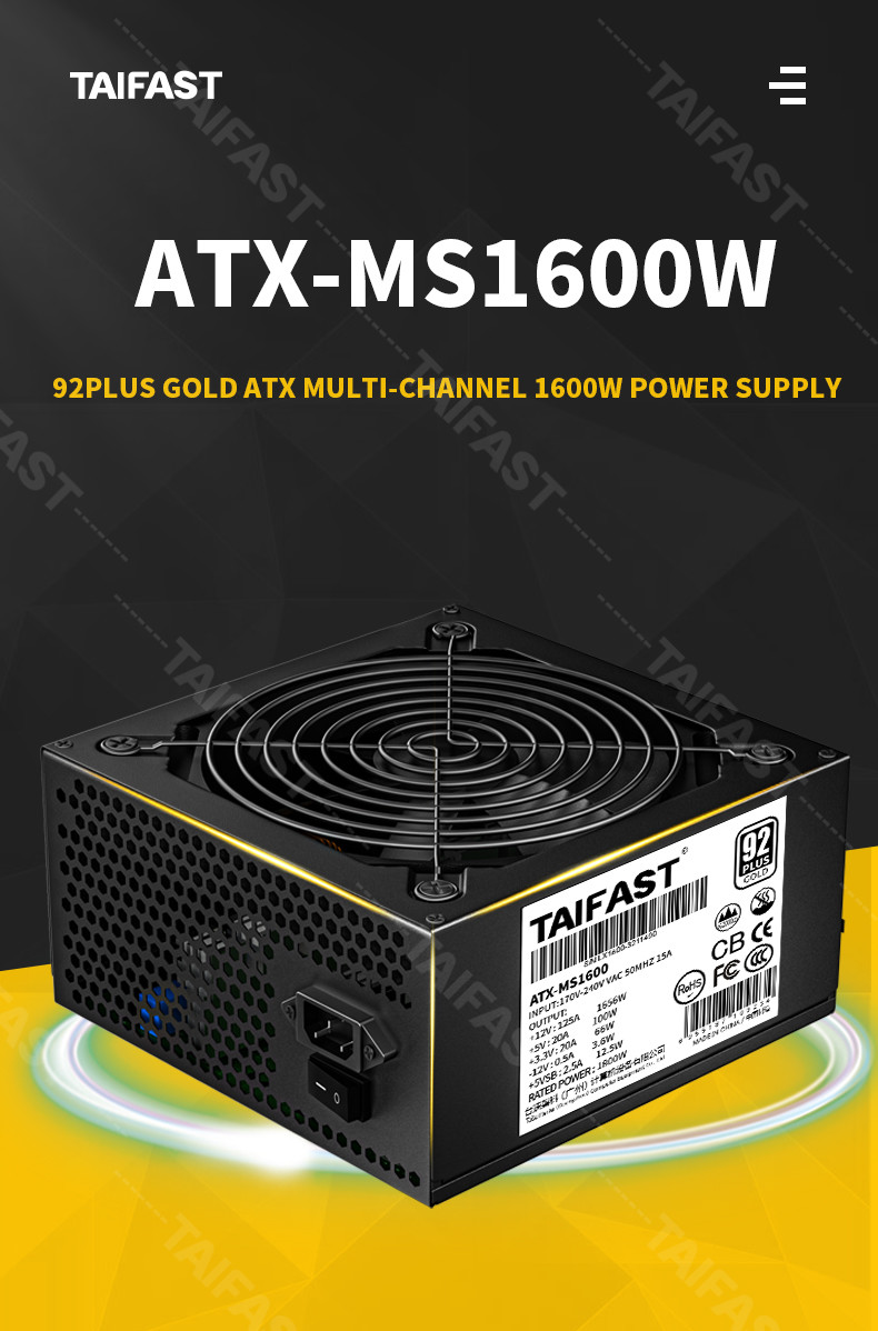 8 GPU Crypto Mining Power Supply ATX 1600W PSU 92PLUS Gold For Ethereum