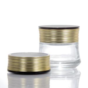 China Glass Cream Jar New Design White Clear Compartments Platinum Lid Glass Jar Cream Luxury wholesale