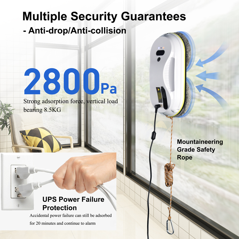 App-Controlled Portable Cordless Glass Cleaning Robot for Window Washing in Household