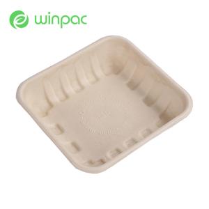 China 140ml Disposable Biodegradable Ugarcane Bagasse Tray For Food Vegetable Paper Plate wholesale