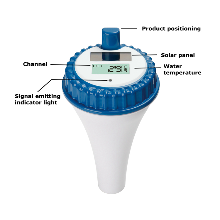 Portable Solar Pool Thermometer With Data Logger Outdoor Temperature Range -40 To 60 °C