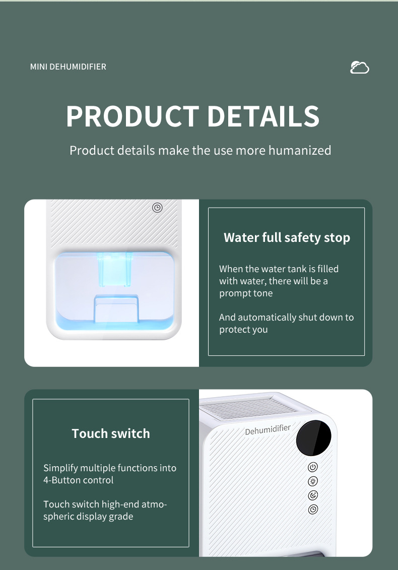Intelligent Visible Dehumidifier for Moisture-Proof and Bedroom Drying in Small Spaces