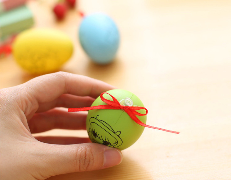 Assorted colors Plastic Easter eggs with Acrylic paint and brush for KIDS DIY painting Wooden and Plastic Easter Eggs