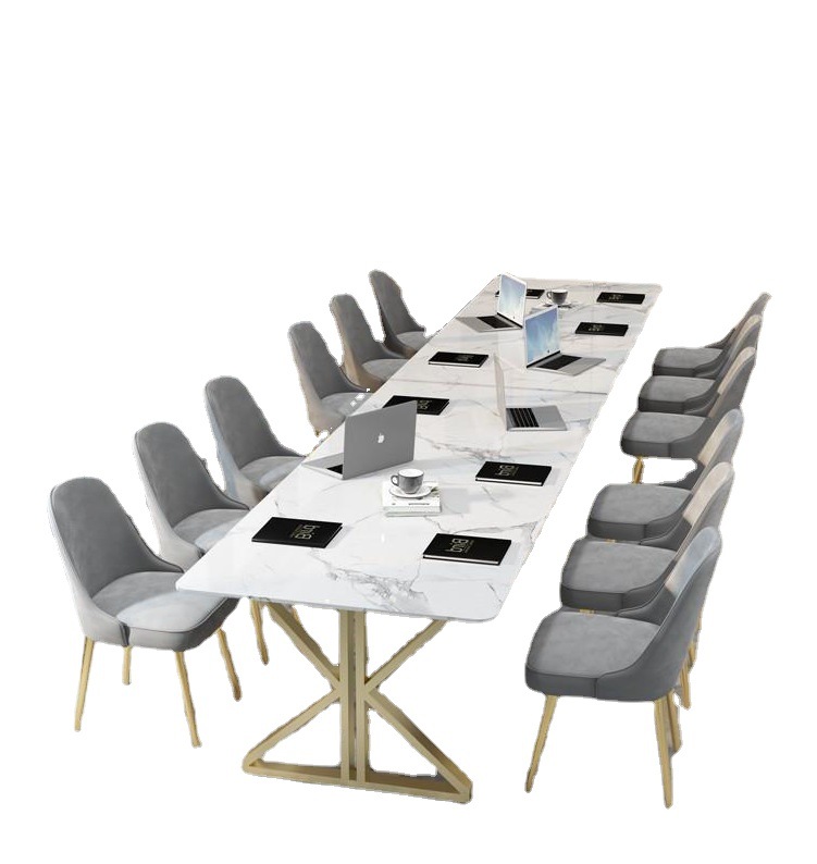 Light Luxury Scandinavian Style Office Furniture 2 Meters Marble Conference Table and Desk