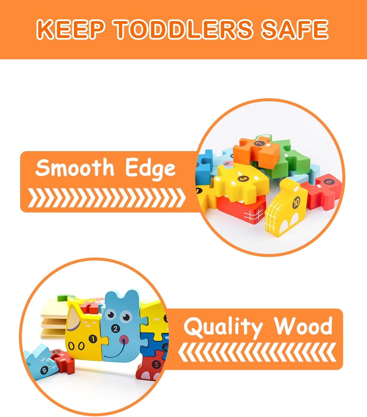 Unisex Toddlers' 4 Pack Wooden Animal Puzzles Boys Girls' Montessori Educational Toys