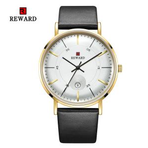 China SGS Mens Leather Strap Watches 2.5D Mineral Glass Three Hand 3 Atm Water Resistant wholesale