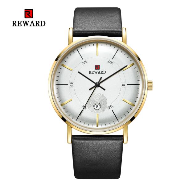 SGS Mens Leather Strap Watches 2.5D Mineral Glass Three Hand 3 Atm Water