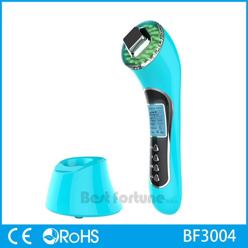 50 - 60 Hz Led Light Therapy Device , Ultrasonic Ion Face Beauty Stimulator