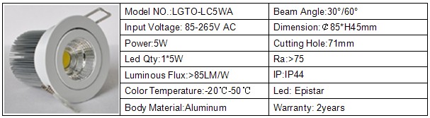 5W Led Ceiling Light