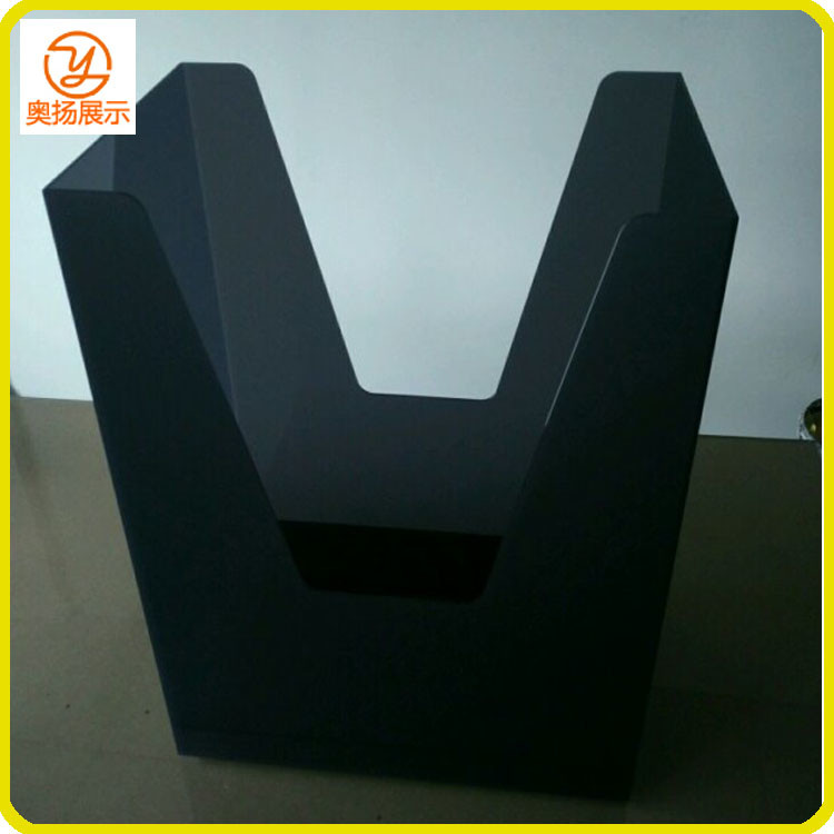 New design customized acrylic shopping bag display box with wheels