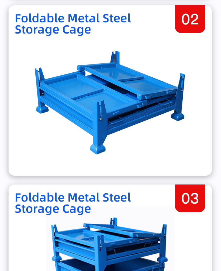 Heavy Duty Collapsible Steel Storage Cage Stackable Foldable Wire Mesh Storage Cage