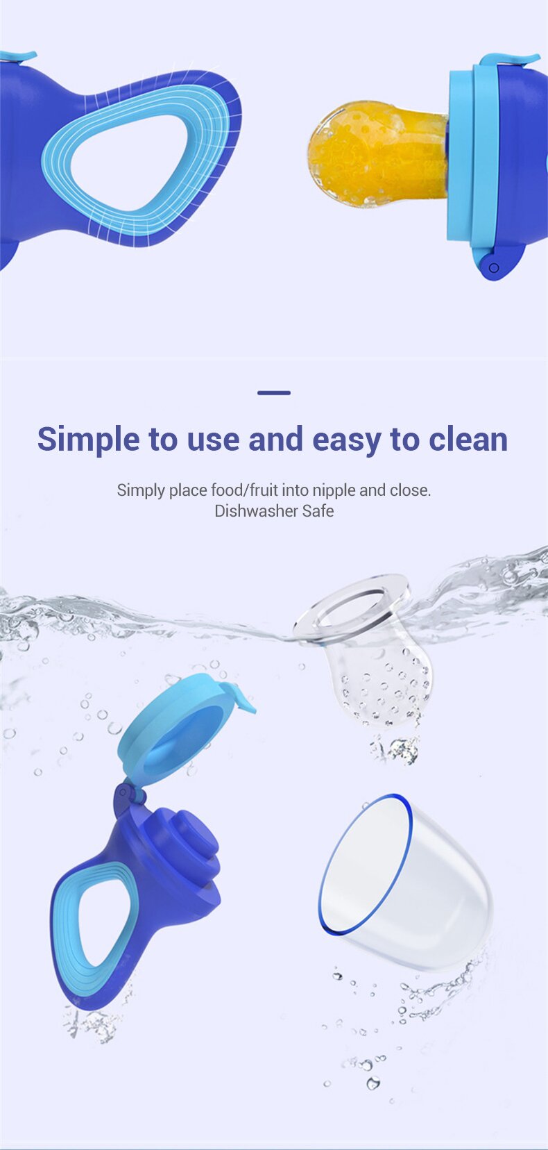 Small Tapered Type Silicone Baby Fruit Pacifier Feeder Small Mouth For Vegetable Bite
