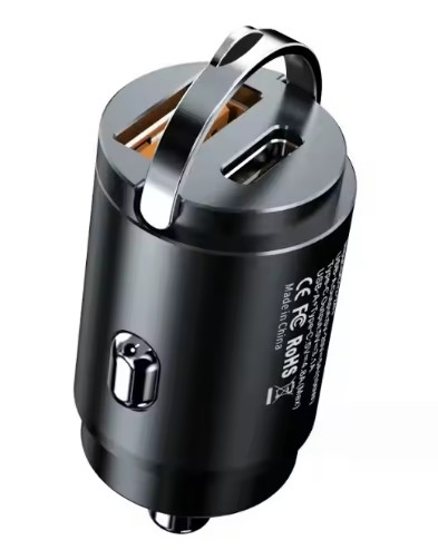 Car Phone Charger Metal Pull Ring PD30W USB Car Charger Super Fast Charge QC 3.0