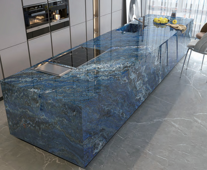 Dry Grain Glaze Sky Blue Slab Tile For Coffee Shop Acid Resistant