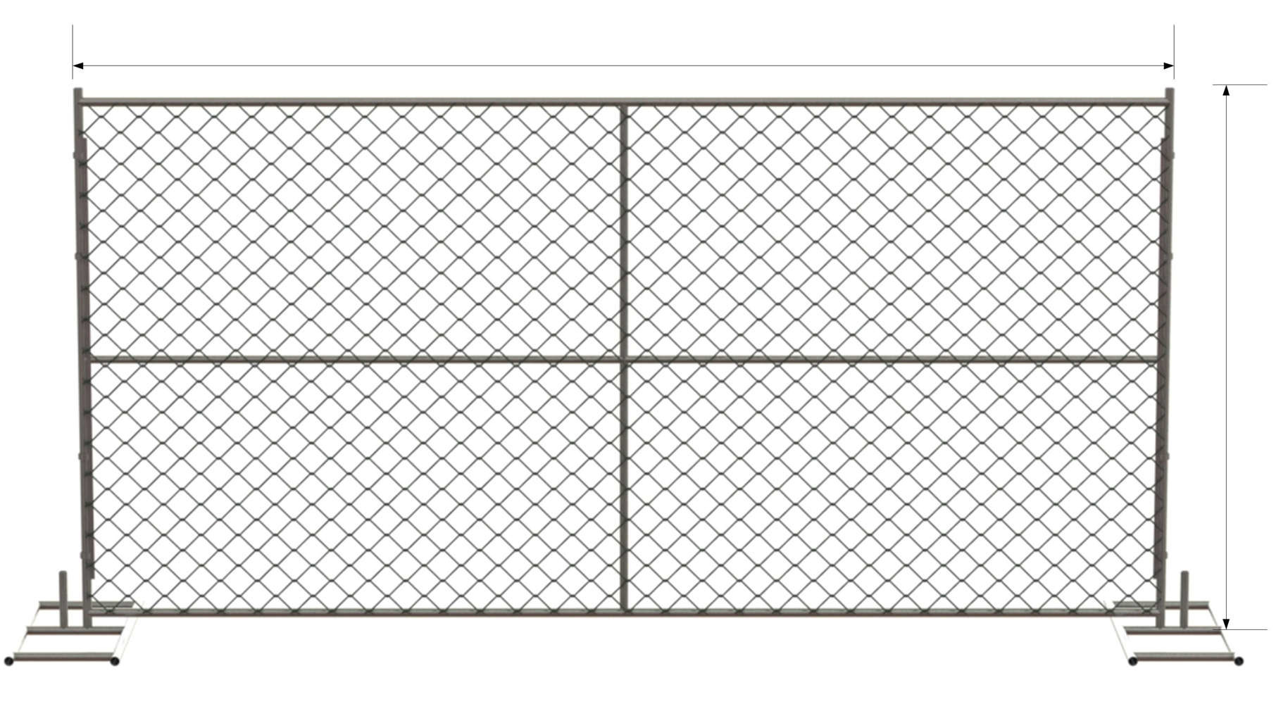 6' Height x 12 ' Width Temporary Chain Link Fence For Construction Security also available 8ft x 12ft cross brace