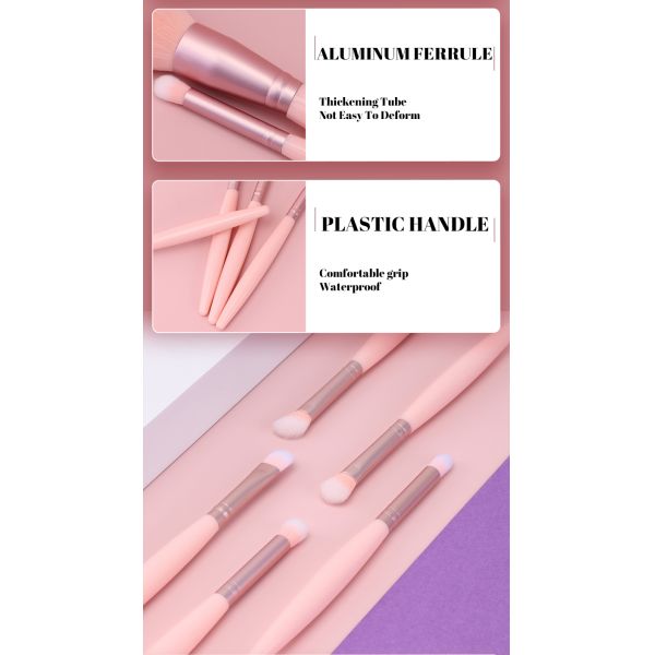 Ergonomic 10pcs Mini Travel Makeup Brush Set Plastic Handle