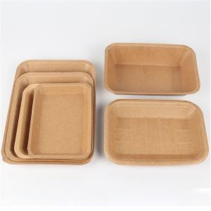 China Square Disposable Kraft Paper Plate For Fruits/Fried Food/ Barbecue/Vegetables Packing wholesale