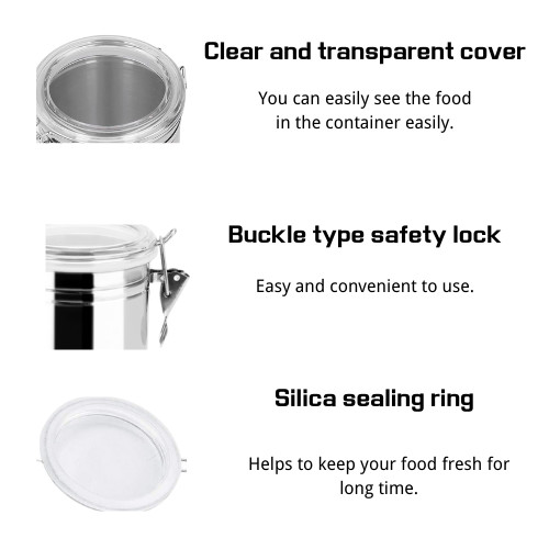 1750ml Sealed Airtight Ss Container bulk food storage for kitchen