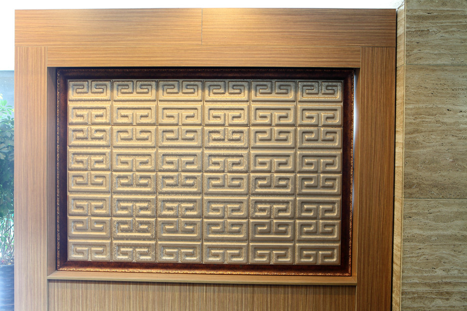 Customized Hard Density Fiberboard Colorful Gemetric Patterns Leather Surface